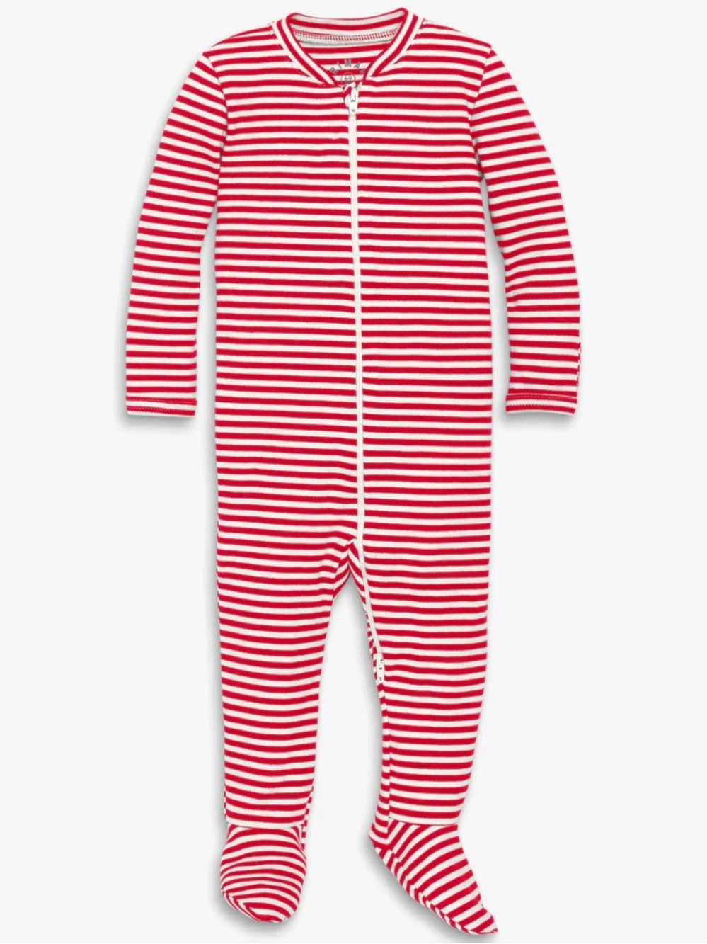 Primary baby organic zip footie - Red Stripe